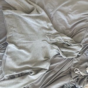 Grey waffle knit cropped sweatshirt